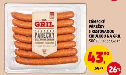 Zámecké párečky s restovanou cibulkou Na gril Penny