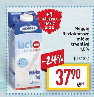 Mléko trvanlivé bez laktózy Meggle - 1,5% polotučné