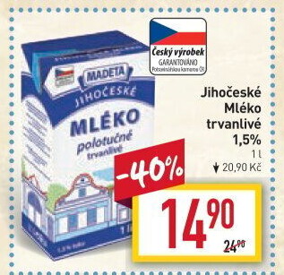 Mléko trvanlivé Jihočeské Madeta - 1,5% polotučné