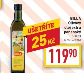 Olivový olej extra panenský Billa