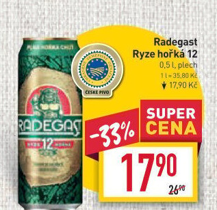 Pivo světlý ležák 12° Ryze hořká Radegast