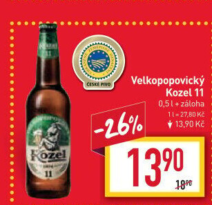 Pivo ležák 11° Velkopopovický Kozel