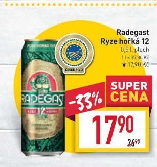 Pivo světlý ležák 12° Ryze hořká Radegast
