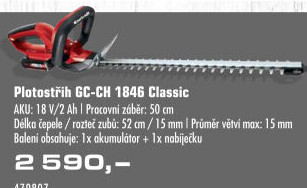 Aku plotostřih Einhell Classic GC-CH 1846 Li Kit