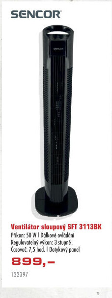 Sloupový ventilátor SFT 3113BK Sencor