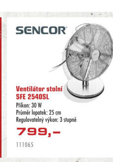 Ventilátor stolní SFE2540SL Sencor