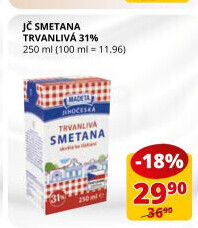 Smetana ke šlehání trvanlivá Jihočeská Madeta 31%