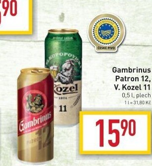 Pivo světlý ležák 12° Patron Gambrinus