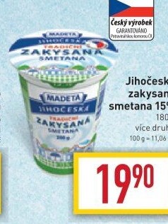 Smetana zakysaná Jihočeská Madeta 15%