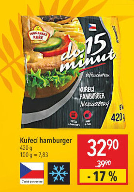 Hamburger kuřecí smažený mražený Vodňanské kuře