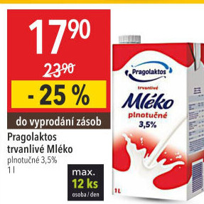 Mléko trvanlivé Pragolaktos - 3,5% plnotučné