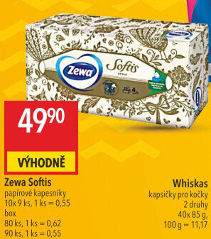 Papírové kapesníčky 4vrstvé Softis Zewa - box
