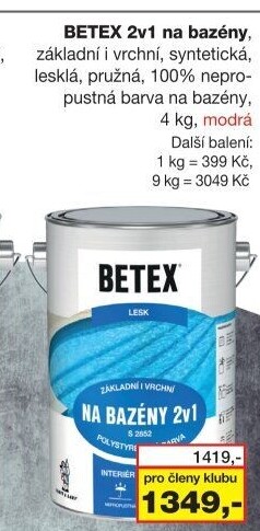 Nátěr 2v1 na bazény Betex