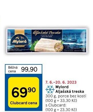 Aljašská treska filé pro děti mražené Premium Mylord