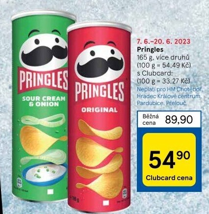 Chipsy Pringles - tubus