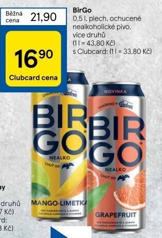 Nealkoholické pivo ochucené Birgo