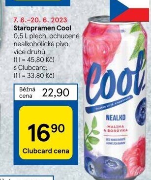 Nealkoholické pivo ochucené Staropramen Cool