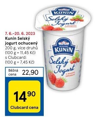 Ochucený jogurt selský Kunín