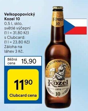 Pivo světlé výčepní 10°Velkopopovický Kozel