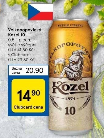 Pivo světlé výčepní 10°Velkopopovický Kozel