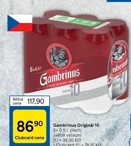 Pivo světlé výčepní Originál 10° Gambrinus