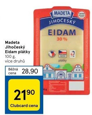 Sýr Eidam Jihočeský 30% Madeta