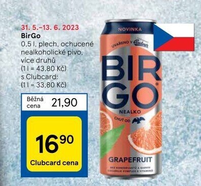 Nealkoholické pivo ochucené Birgo