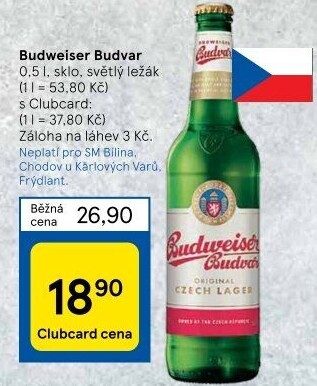 Pivo světlý ležák Original Budweiser Budvar