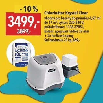 Chlorinátor pro bazény Krystal Clear Intex