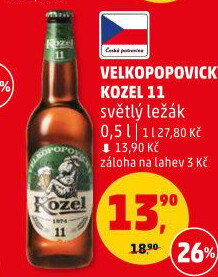 Pivo ležák 11° Velkopopovický Kozel