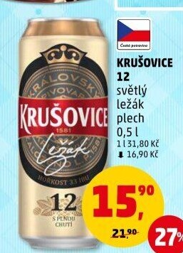 Pivo světlé Královský ležák 12° Krušovice
