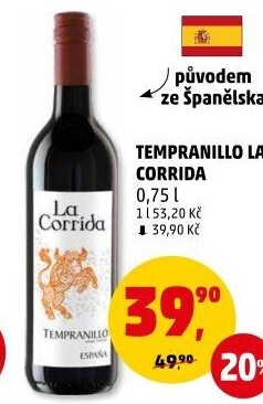 Víno Tempranillo La Corrida