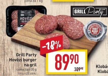 Hovězí burger Grill Party