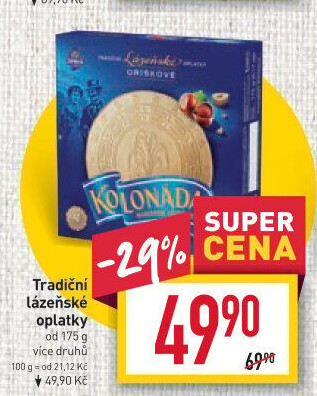 Lázeňské oplatky Kolonáda Opavia