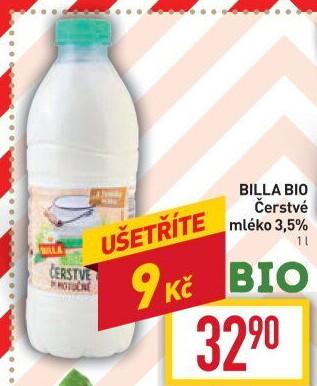 Mléko čerstvé Naše Bio Billa - 3,5% plnotučné
