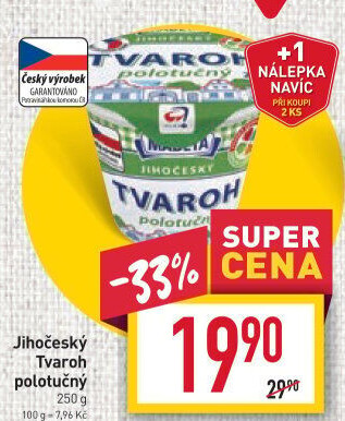Tvaroh polotučný Jihočeský Madeta