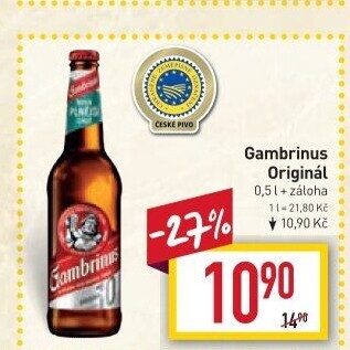 Pivo světlé výčepní Originál 10° Gambrinus