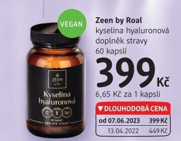 Doplněk stravy Kyselina Hyaluronová Zeen by Roal