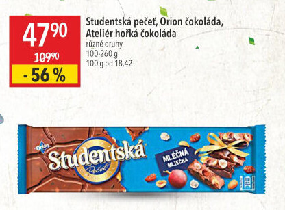 Čokoláda Studentská pečeť Orion