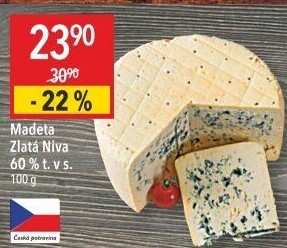 Sýr Niva zlatá Jihočeská 60% Madeta