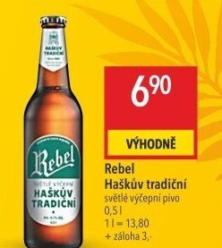 Pivo světlé výčepní 10° Haškův Rebel C.K. Pivovar Havlíčkův Brod