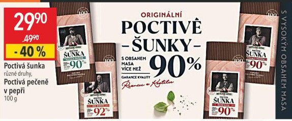 Šunka od kosti poctivá nejvyšší jakosti Kostelecké uzeniny