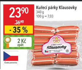 Párky kuřecí Klausovky Vodňanské kuře