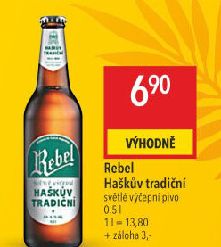 Pivo světlé výčepní 10° Haškův Rebel C.K. Pivovar Havlíčkův Brod