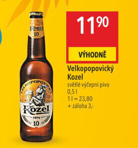 Pivo světlé výčepní 10°Velkopopovický Kozel