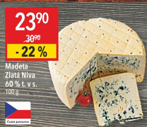 Sýr Niva zlatá Jihočeská 60% Madeta