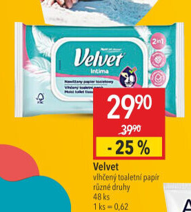 Toaletní papír vlhčený Velvet
