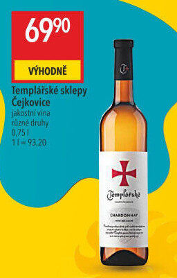 Víno Chardonnay Templářské sklepy Čejkovice