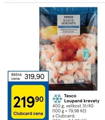 Krevety loupané mražené Tesco