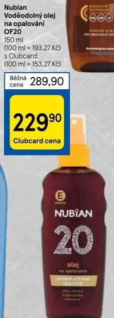 Olej na opalování ve spreji OF 20 Nubian